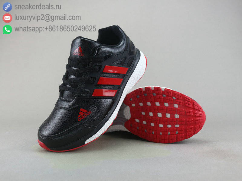 ADIDAS ULTRA BOOST M BLACK RED LEATHER MEN RUNNING SHOES